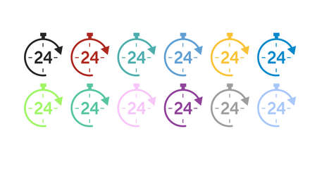 24hours Icon Set. Vector isolated editable set of 24 hours signsのイラスト素材