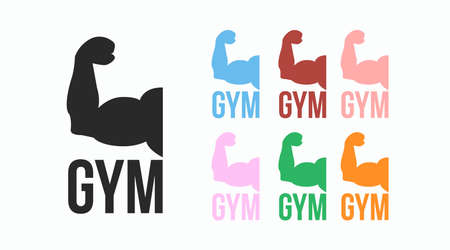 Gym Icon or Sign with an Arm Set. Vector isolated editable illustrationのイラスト素材
