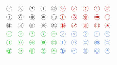 Info and Contact Icon Set. Vector isolated black and withe simple information and contact iconsのイラスト素材