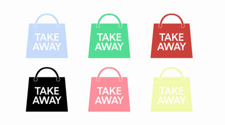 Take Away Icon Set. Vector isolated flat editable set of take away bags illustrationsのイラスト素材