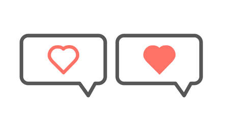 Talk and Heart Icon Set. Vector flat editable illustration set