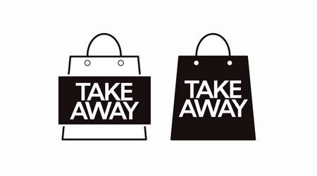 Take Away Bag Icon Set. Vector isolated editable take away sign setのイラスト素材