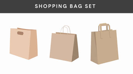 Shopping bags set. Vector isolated editable set of paper shopping bags illustrationsのイラスト素材