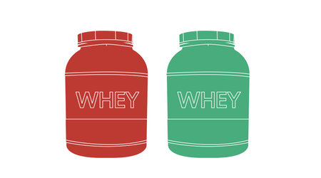 Vector Illustration of Whey Protein Bottle. Vector isolated editable illustration