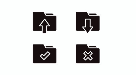 Folder related line icon set. File documents linear icons.のイラスト素材