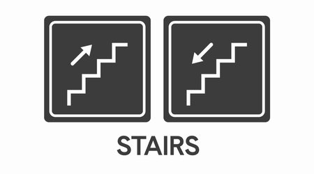 Climbing and down stairs icon. Vector Isolated Black and White Illustration of Stairs Signsのイラスト素材