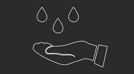Hand washing flat vector icon. Hand and Drop Icon. Vector isolated black and white editable illustrationのイラスト素材