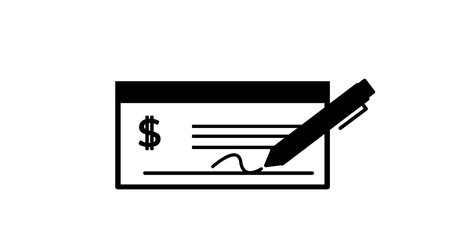 Money Check Icon. Vector isolated editable illustration of a check and a pen with a dollar signのイラスト素材