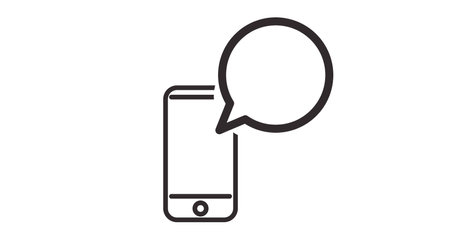 Mobile Phone and Talking Icon. Vector isolated illustration of a cellphone with a message or talk iconのイラスト素材