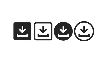 Download Sign. Vector isolated flat editable black and white illustration of a download iconのイラスト素材
