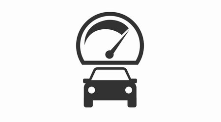Speed Icon with a Car sign. Vector flat editable isolated illustrationのイラスト素材
