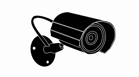 Surveillance camera Icon. Vector isolated editable black and white illustrationのイラスト素材