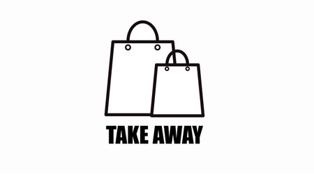 Vector Isolated Black and White Take Away Bag Icon or Signのイラスト素材