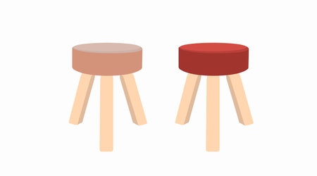Wooden Stool Vector Set. Vector Isolated Illustration of a Wooden Stoolのイラスト素材
