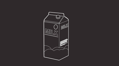 Black and White Milk Box or Carton. Vector Black and White Isolated Editable Illustration of a Milk Boxのイラスト素材