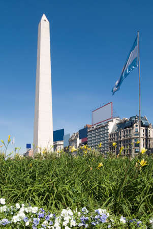 The Obelisk a major touristic destination in Buenos Aires, Argentinaの写真素材