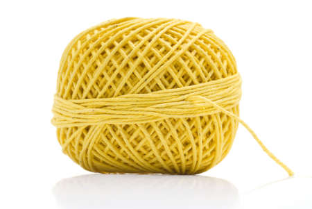 Ball of cord isolated on whiteの写真素材