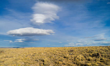 Patagonian steppe & cloudsの写真素材