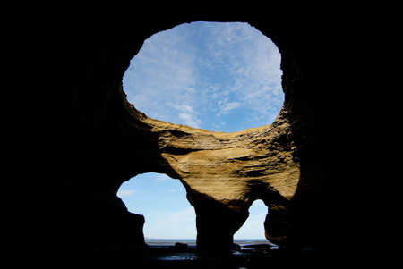 Cliff Cave in Patagonia. Monte Leon National Park since 2004 it become into the first continental marine park of our country. This area constitutes a representative sample of the patagonic coast in good state of conservation, with paleontological value plの写真素材