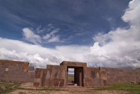 Main Entrance to Kalasasaya Temple, Tiwanaku, Bolivia. Declared UNESCO World Heritage Siteの写真素材