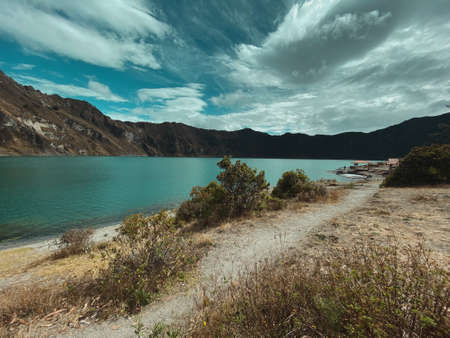 Landscape of the Quilotoa lake in Quito Ecuador, excellent to visit.の写真素材