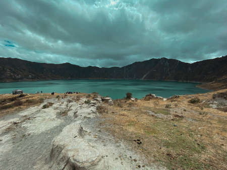 Landscape of the Quilotoa lake in Quito Ecuador, excellent to visit.の写真素材