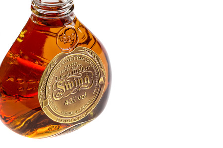 VARNA, BULGARIA-DECEMBER 03.2017: Photo of a bottle of Johnnie Walker Swing, Isolated on white backgroundのeditorial素材