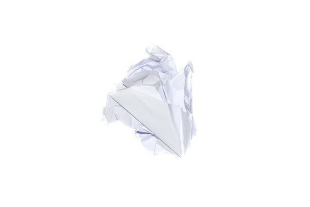 Crumpled paper ball isolated on white backgroundの写真素材