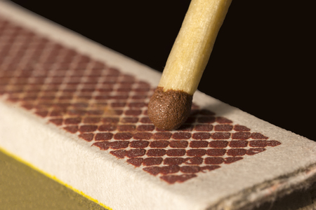 a box of matches ready to strike.Close up