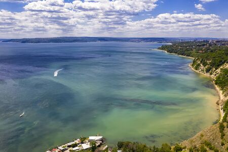 A beautiful aerial view to the coastline and the bay. Varna, Bulgariaの写真素材