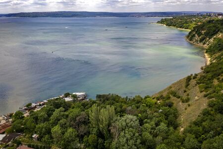 Beauty aerial view from drone of bay and coastline of Varna city, Bulgaria.の写真素材