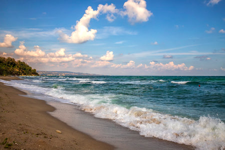 Beautiful scenic view to the shore of the black seaの写真素材