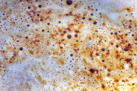 The surface of coffee foam. Macro. Abstract, Detail texture, close up background.の写真素材