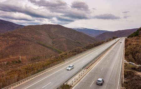 Aerial view from a drone of a part of a highway. Transportation and infrastructure concept