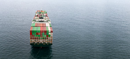 Export and import container ships. International container shipping. Maritime transport. Freight...