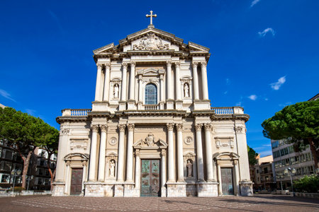 Facade of Church of Saint Sebastian, Barcellona Pozzo di Gotto, Sicily, Italyの写真素材