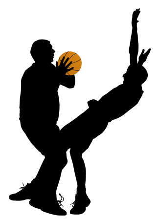 Basketball offense. In EPS vector file silhouette of offensive player can be separated object.のイラスト素材
