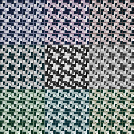 Seamless 3d squares vector patterns. Nine color variations.