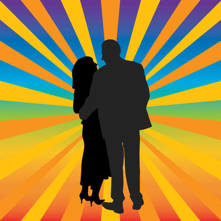 Happy couple huggingのイラスト素材