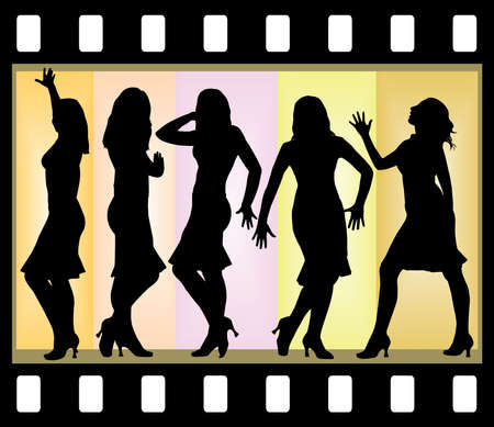 Five attractive beautiful girls posingのイラスト素材