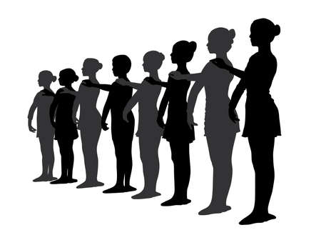 Group of ballet dancers standing in a rowのイラスト素材