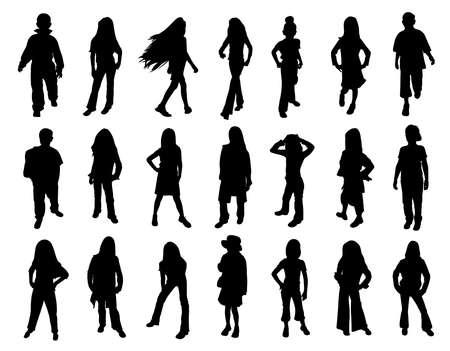 Kids models at fashion show. Twenty one silhouettes.のイラスト素材