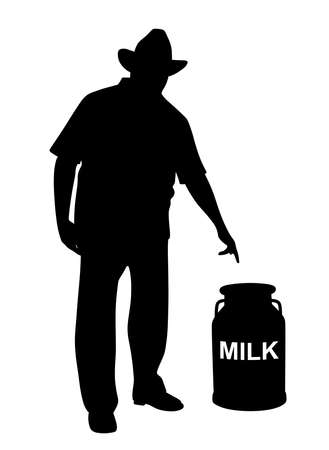 Milkman or farmer showing milk canのイラスト素材
