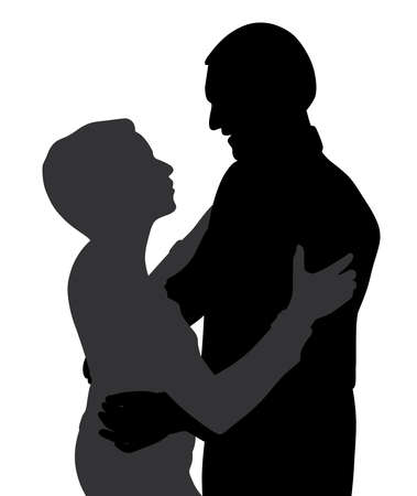 Couple hugging dancing and talkingのイラスト素材