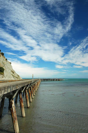 Jetty at Tokumaru Bay on the East coast of New Zealandの写真素材