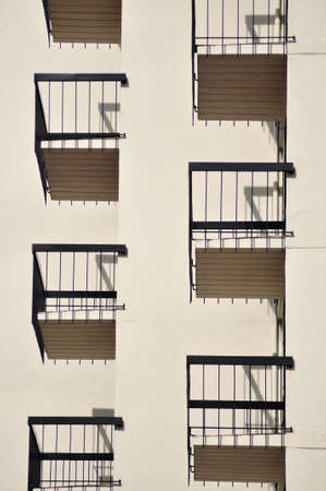 Symmetrical apartment balconies in Victoria, British Columbia, Canadaの写真素材
