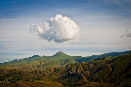 Mount Vardablur in Vayots Dzor, you can see the Vayots Dzor mountain range and the village of Agarakadzor:の写真素材