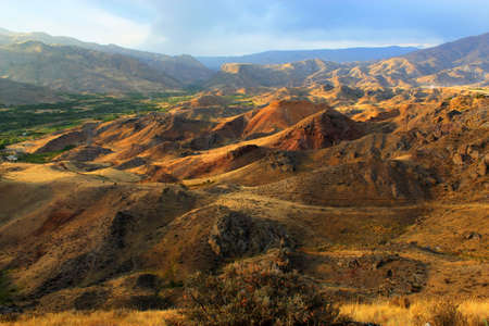 It is autumn, the sunset in Yeghegis valley welcomes tourists in wonderful colorsの写真素材