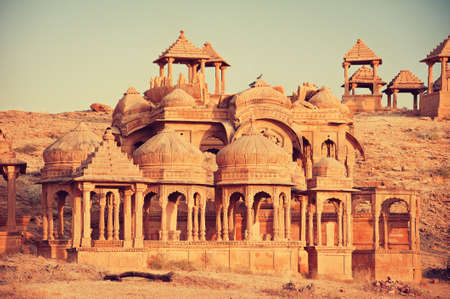 India,Bada Bagh cenotaph in Jaisalmer,  Rajasthanのeditorial素材
