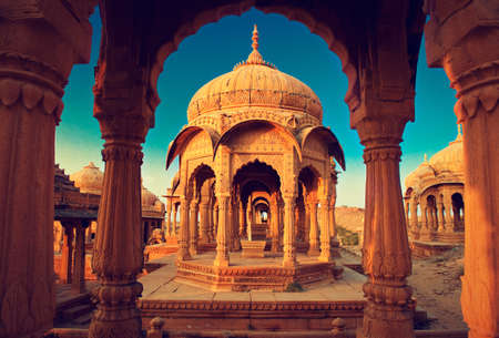 India,Bada Bagh cenotaph in Jaisalmer,  Rajasthanのeditorial素材